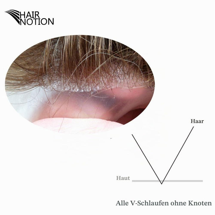 Hairnotion Maenner Haarteil Toupet Super dünne Haut Schwarz 1