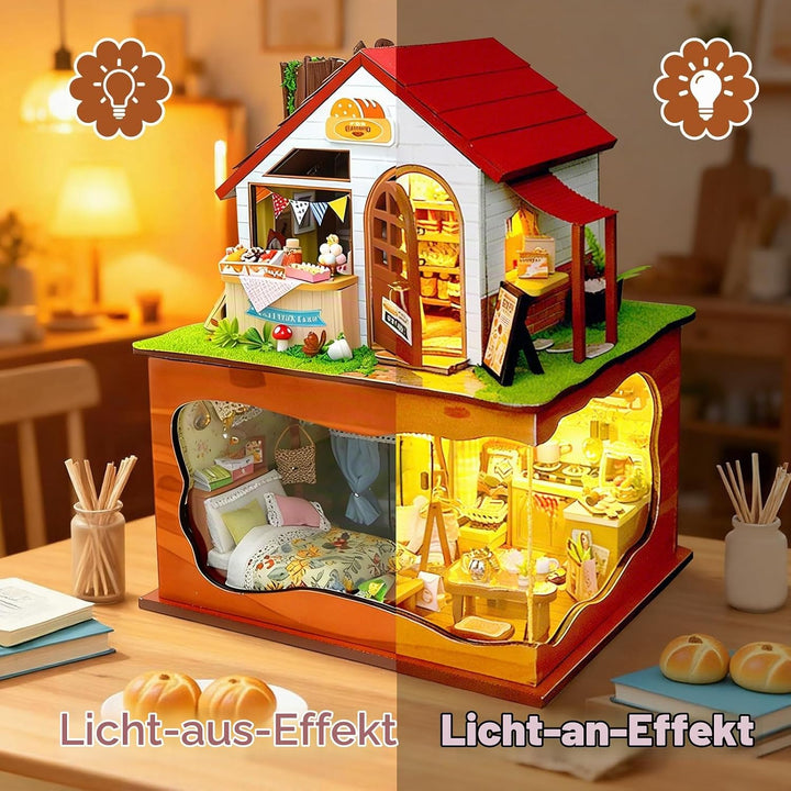 Cuteefun DIY Miniatur Puppenhaus Kit zum BAU Miniatur Haus mit Staubschutzhaube und Werkzeugen Selbe
