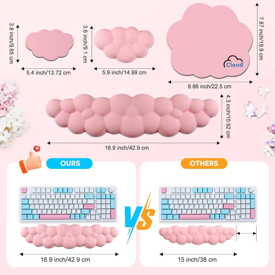 JIKIOU Cloud Handgelenkauflage Tastatur aus Leder mit rutschfester PU-Basis, bequemer Memory-Schaum