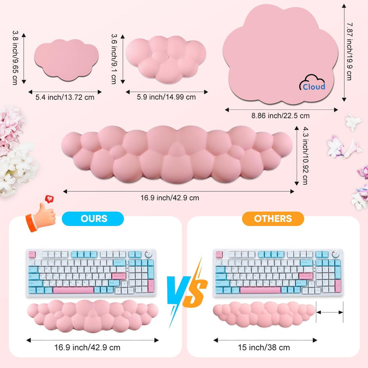 JIKIOU Cloud Handgelenkauflage Tastatur aus Leder mit rutschfester PU-Basis, bequemer Memory-Schaum