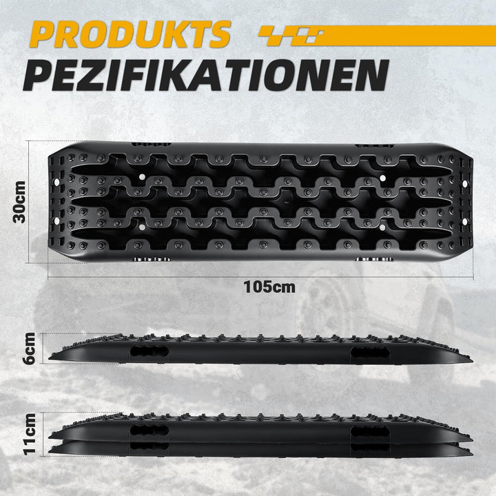 Gimisgu 2x Sandbleche Offroad Traktionsmatte Kunstoff Anfahrhilfe Recovery Board Tracks mit Aufbewah