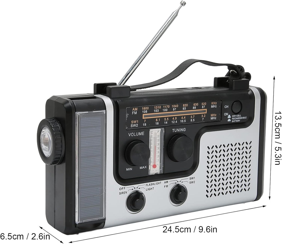 Tragbares LED-Handkurbelradio AM FM SW Solardynamo-Notfallradio für Den Aussenbereich mit Tragbarer