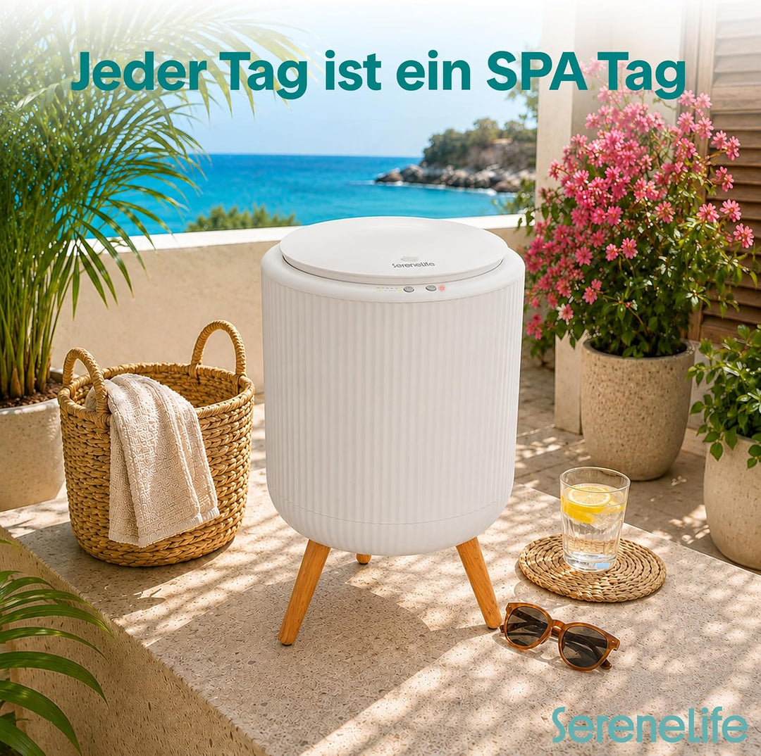 SereneLife Handtuchwärmer – 46,7 cm freistehender Wärmebehälter mit Beinen, 12L Kapazität, Timer, Ar