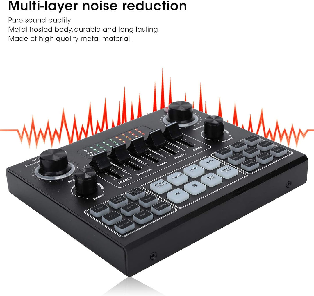 V9 Bluetooth Soundkarte, Stereo Audio Mixer, Externe Sound Mixer, Universal Broadcast Voice Changer,