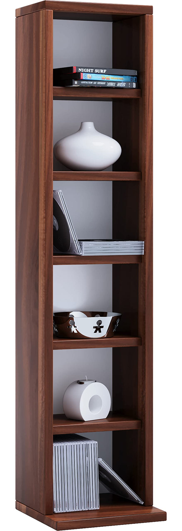 VCM Holz CD DVD Stand Aufbewahrung Standregal Bücherregal Deko Regal Elementa Kern-Nussbaum, Kern-nu