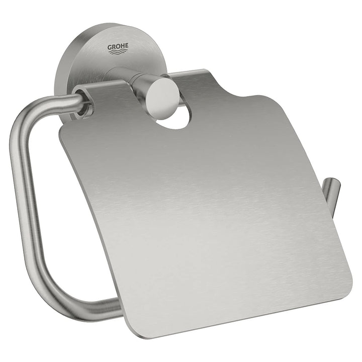 Grohe Essentials WC-Papierhalter mit Deckel, supersteel, 1 Stück, 40367DC1 Supersteel mit Deckel run
