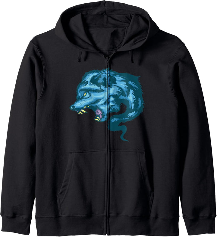 Wolf Geschenk Wölfe Knurren Kapuzenjacke