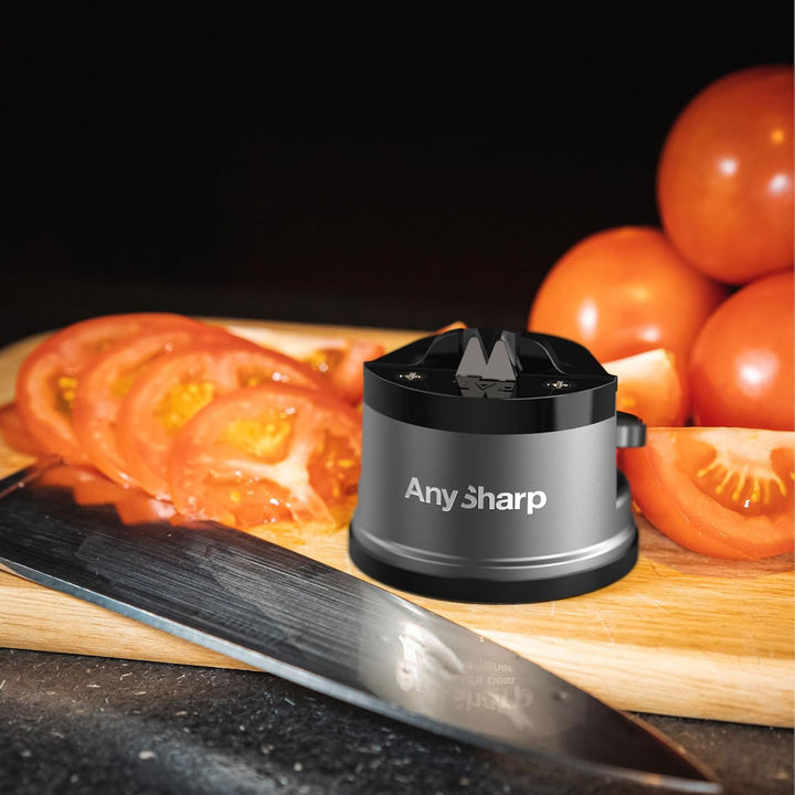 AnySharp Pro Metall Messerschärfer, Freihändige Sicherheit, PowerGrip Saugnapf, Schärft alle Küchenm