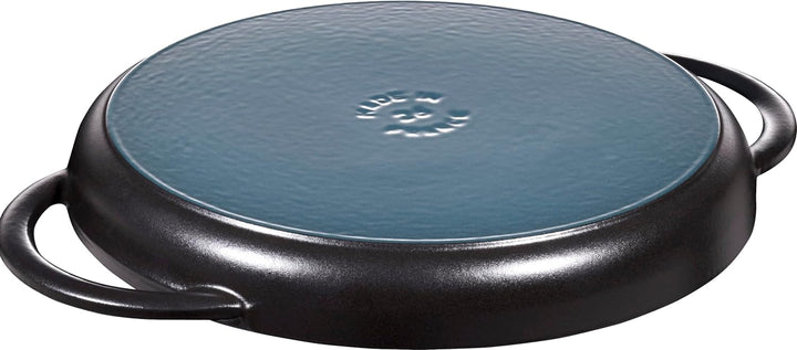 STAUB Gusseisen Grillpfanne mit zwei Griffen, Induktionsgeeignet, rund , 28 cm, schwarz