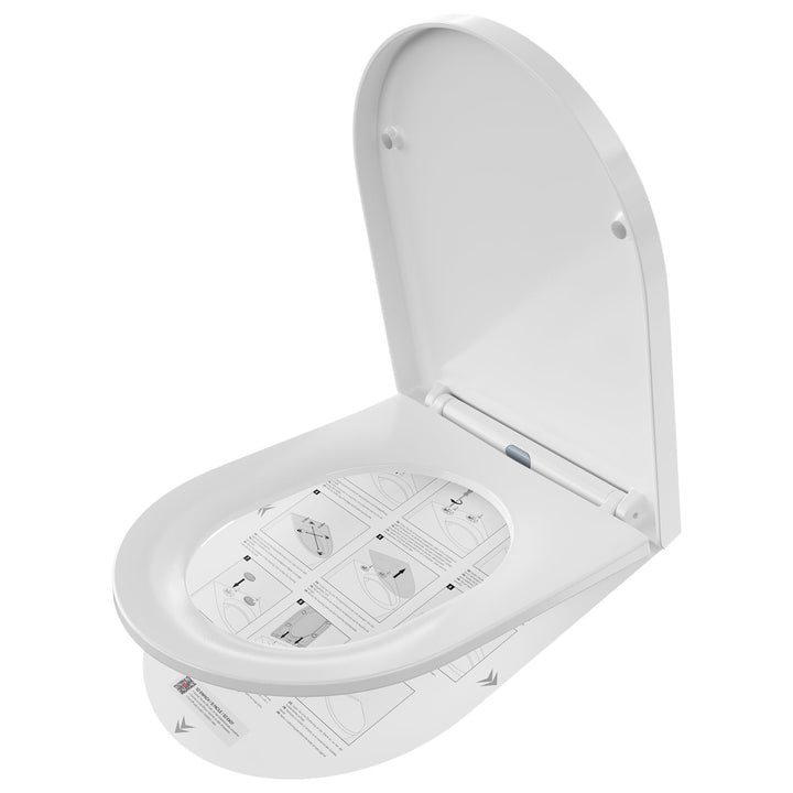 ANYCEE Toilettendeckel mit Absenkautomatik 42.5x36 CM, WC Sitz Kurzform D aus Duroplast, Klodeckel m