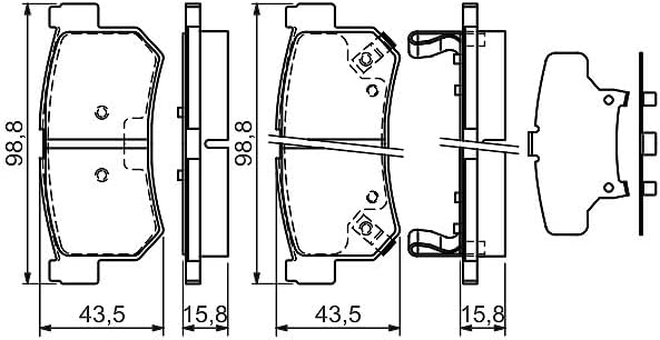 Bosch BP1172 Bremsbeläge - Hinterachse - ECE-R90 Zertifizierung - vier Bremsbeläge pro Set