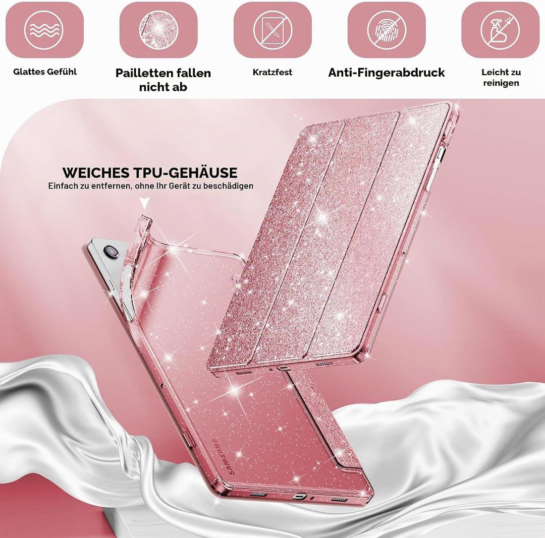 INFILAND Hülle für Samsung Galaxy Tab A11+/A9+11 Zoll (2023/2025),Glitzernde Schutzhülle mit funkeln