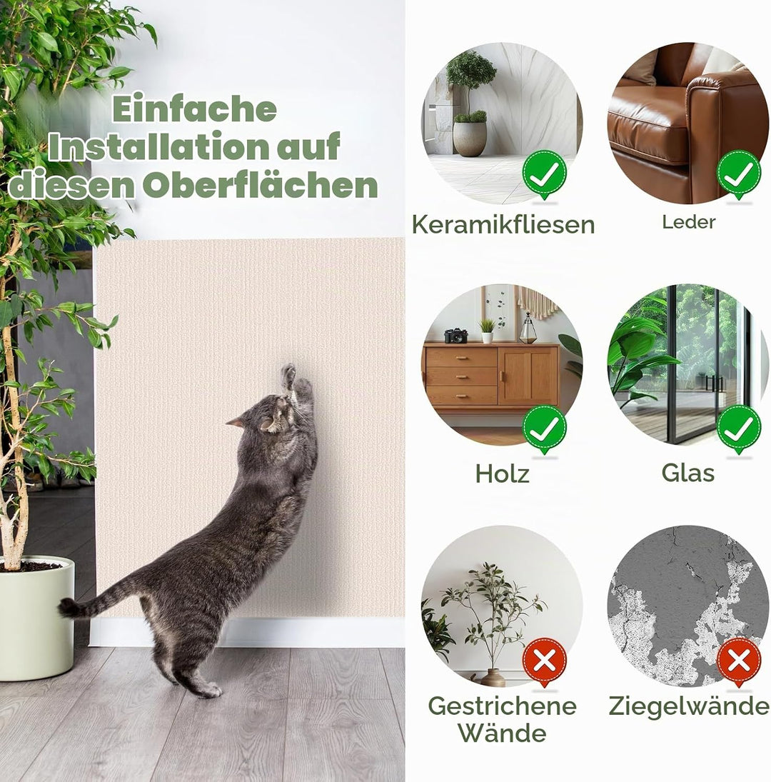 Kratzmatte Katze 60x200 cm Selbstklebende Katzenkratzmatte Kratzschutz DIY Kratzbrett Kratzteppich M