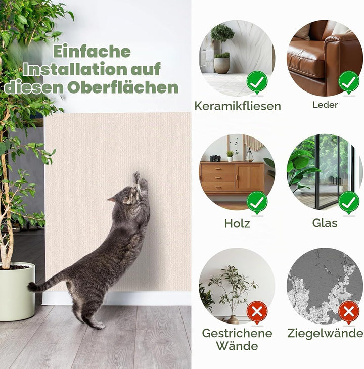 Kratzmatte Katze 40x200 cm Selbstklebende Katzenkratzmatte Kratzschutz DIY Kratzbrett Kratzteppich M
