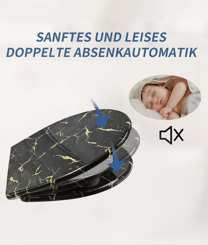 Toilettendeckel mit Absenkautomatik, WC Sitz mit Absenkautomatik Oval Form klodeckel Einfache Reinig