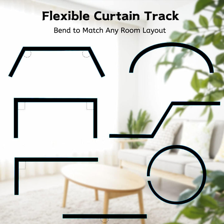 Xnuoyo Flexible Biegbare Decken-Vorhangschiene, 3 Meter Gebogene Vorhangschiene, Metall-Legierung Ra