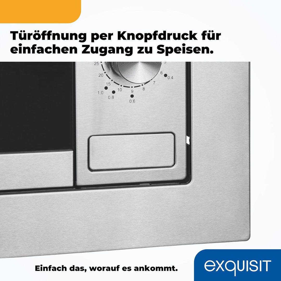 Exquisit Einbaumikrowelle EMW10-020 inox | 800 W Leistung | Kinderleichte Bedienung | Einfacher Einb