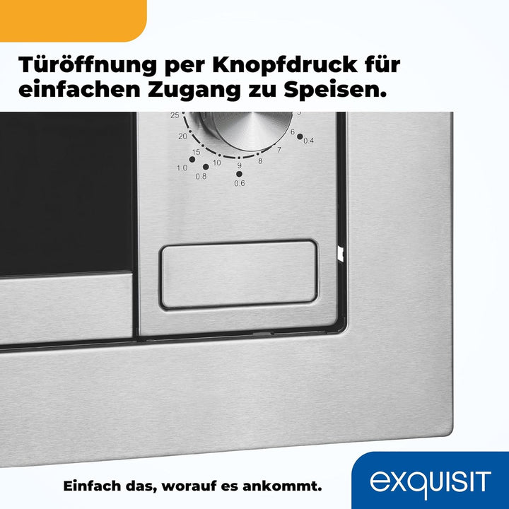 Exquisit Einbaumikrowelle EMW10-020 inox | 800 W Leistung | Kinderleichte Bedienung | Einfacher Einb