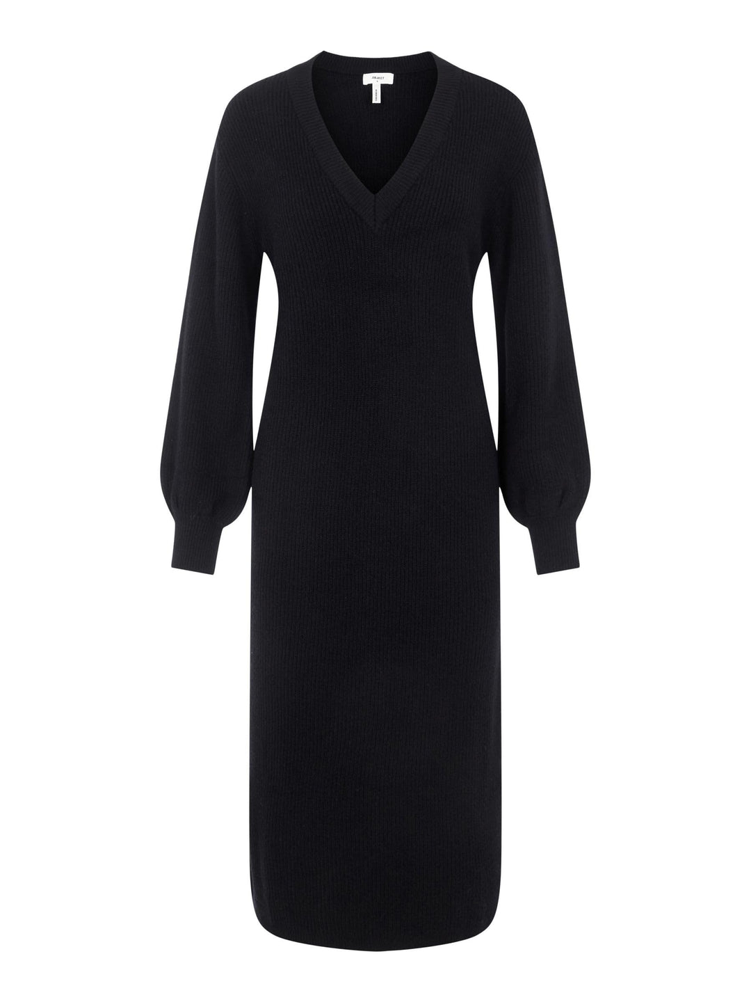 Object Damen Objmalena L/S Knit Dress Noos Strickkleid, Schwarz, L EU