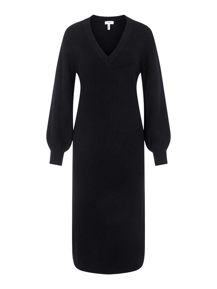 Object Damen Objmalena L/S Knit Dress Noos Strickkleid, Schwarz, L EU
