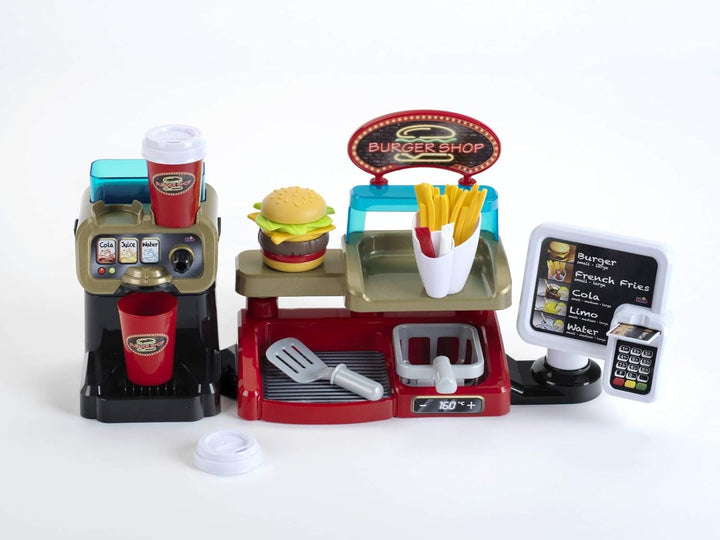 Klein Theo 7307 Theo Burger Shop I Burger mit Stecksystem I Zubehör I EC-Karte und Lesegerät mit Sou