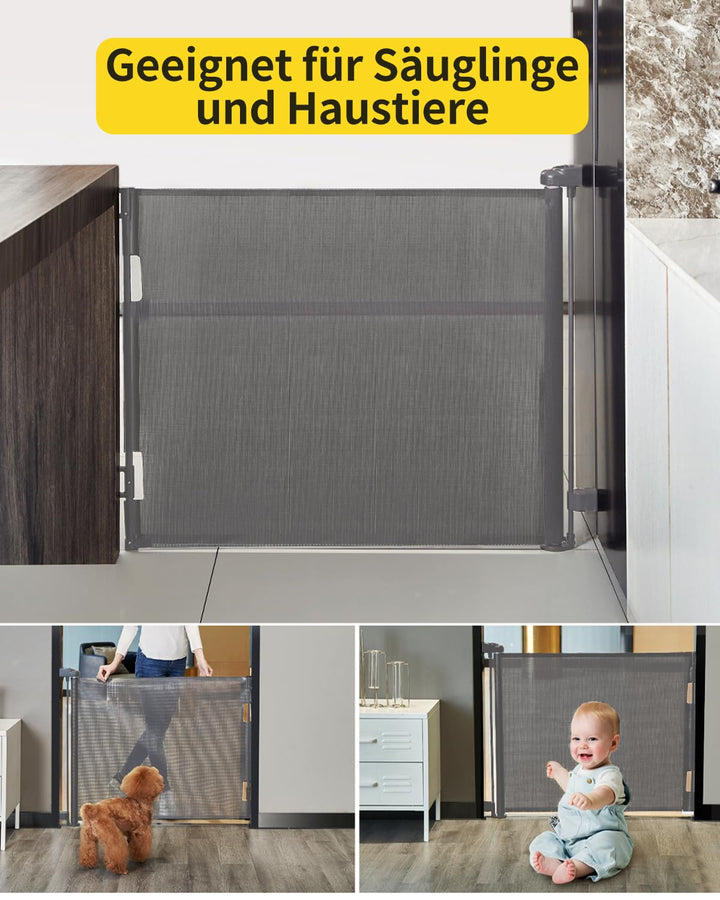 Retraktierbares Sicherheitsgitter für Babys & Haustiere– 2er Set – Extra Breit & Hoch, 0-140CM Türsc