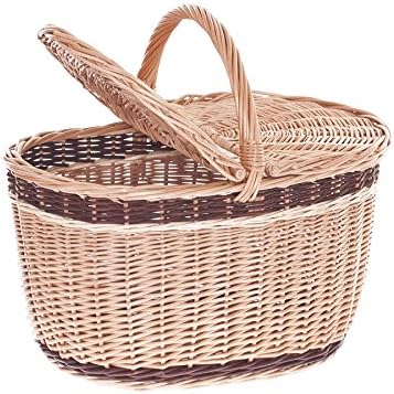 e-wicker24 Picknickkorb aus Weide Weidenkorb mit dem Deckel grosser Aufbewahrungskorb für Obst und G