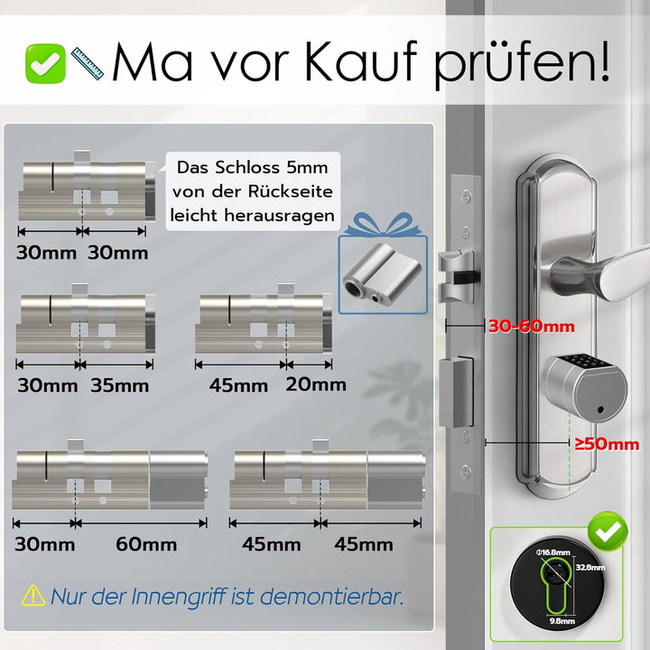 Eseesmart Türschloss Fingerabdruck, Fingerabdruck Schloss mit Zahlencode RFID Schlüssel APP, Elektri