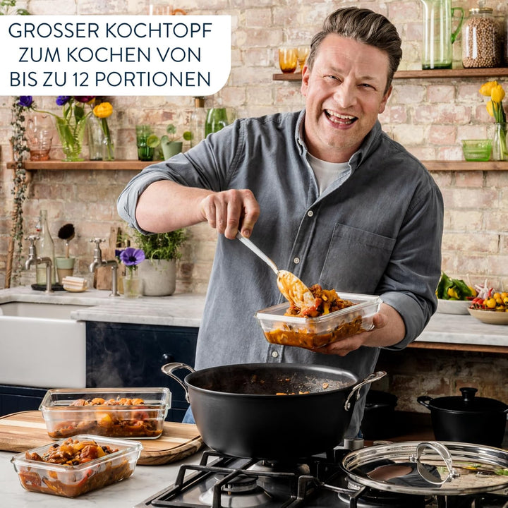 Tefal H91254 Jamie Oliver Batch-Cooking Set | Harteloxierter Kochtopf 30 cm | Antihaftversiegelung |