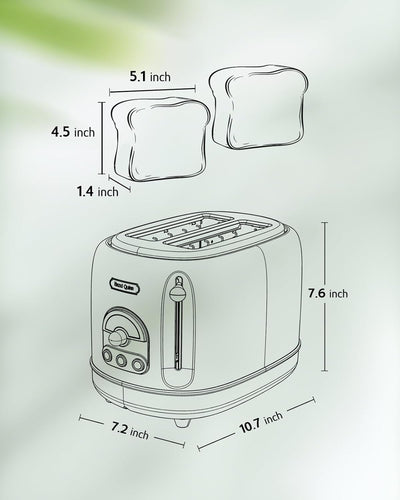 Hazel Quinn Retro 2 Scheiben Toaster, Edelstahl, Vintage Toaster, 6 variable einstellbare Bräunungss