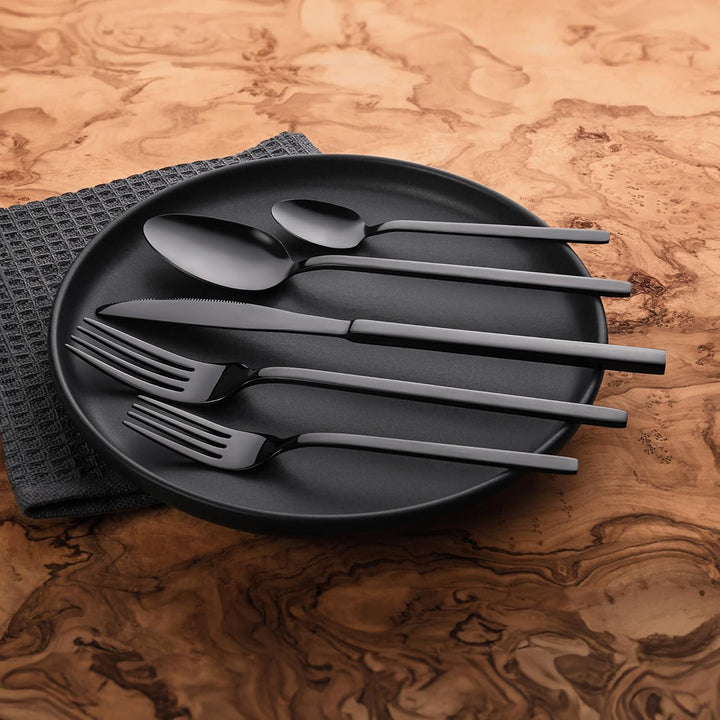 GRÄWE Besteck schwarz, Besteck-Set für 2 Personen, 10-teilig, Edelstahl Tafelbesteck, Essbesteck spü