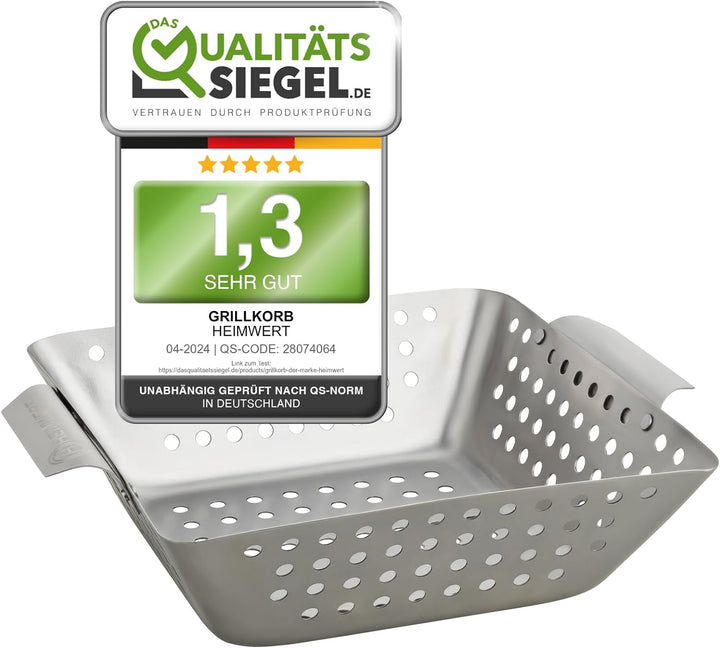 HEIMWERT Hochwertiges Premium Edelstahl Grillkorb 3er Set - Die hochrobusten und universell einsetzb