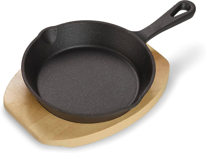 ECHTWERK Servierpfannen Set aus Gusseisen, Mini Pfännchen mit Servierbrett, Kleine Grillpfanne, Bere