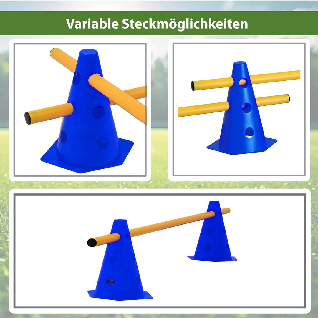 TRUTZHOLM Steckhürdenset 15- teilig 23 cm höhenverstellbar Agility Set Hunde Trainingszubehör Hobby