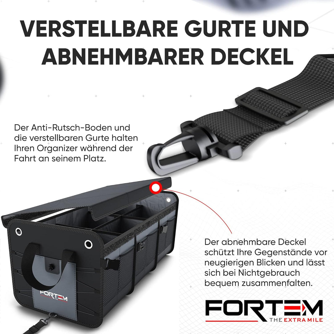 Fortem Kofferraum Organizer, Kofferraumtasche, Zusammenklappbarer Auto Organizer Kofferraum mit Fäch