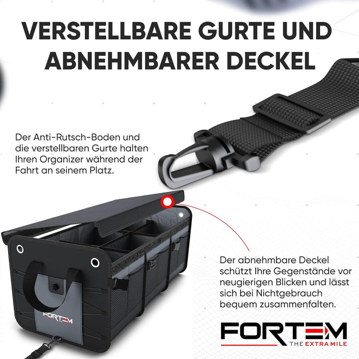 Fortem Kofferraum Organizer, Kofferraumtasche, Zusammenklappbarer Auto Organizer Kofferraum mit Fäch