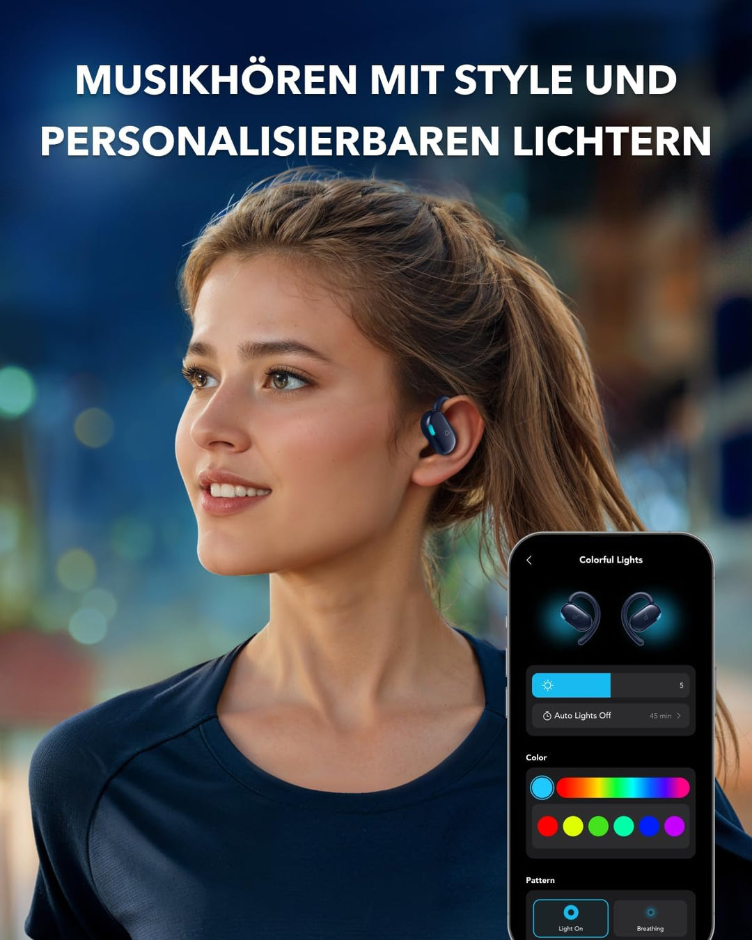 soundcore V20i von Anker Open-Ear Kopfhörer, verstellbare Ohrhaken, komfortabel, fester Halt, starke