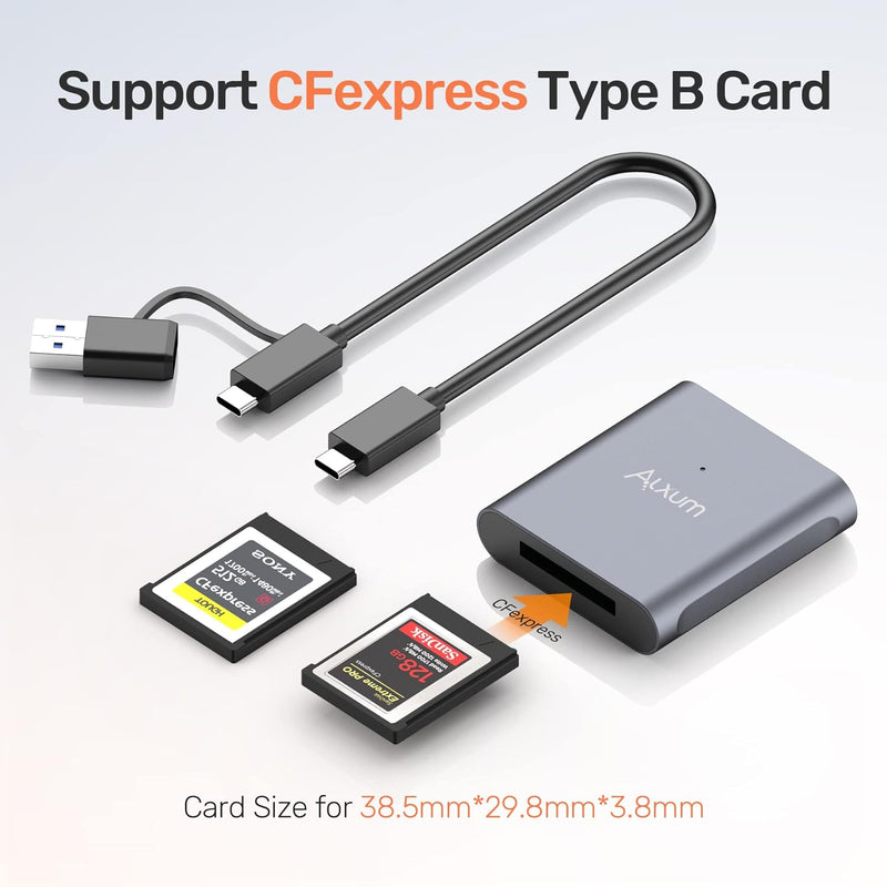 Alxum CFexpress Typ B Kartenleser, USB C 3.1 Gen 2 zu CFexpress Speicherkartenleser Adapter bis zu 1