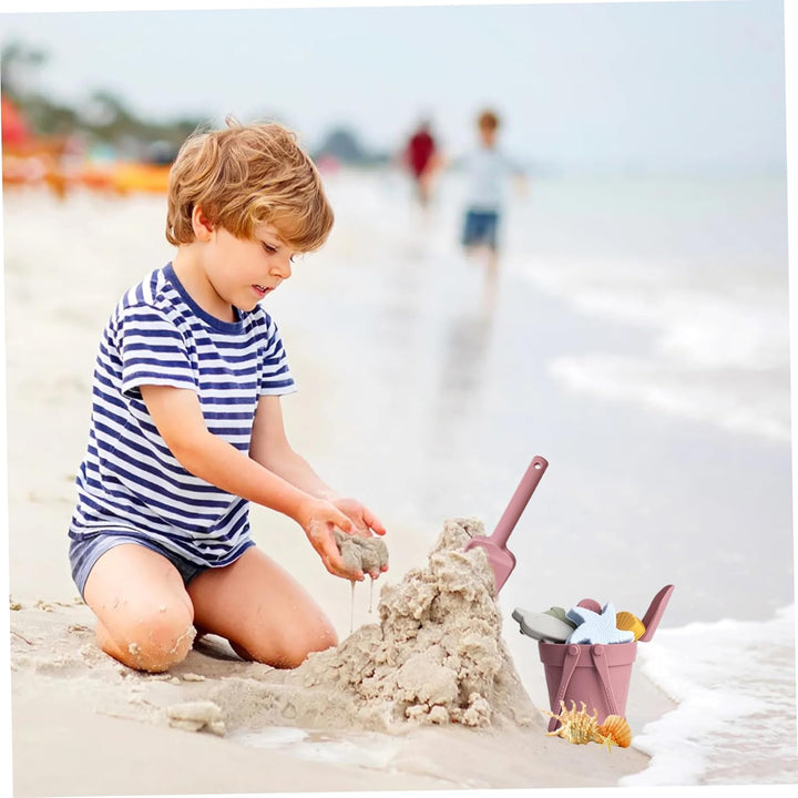 Sandspielzeug für Kinder, 8 Stück, sicheres Silikon-Strandspielzeug mit Schaufel, Eimer und Sandform