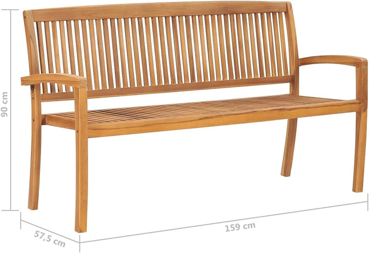 Tidyard Teak Massiv Gartenbank mit Auflage Stapelbar Sitzbank Gartenm?Bel Teakbank Holzbank Terrasse