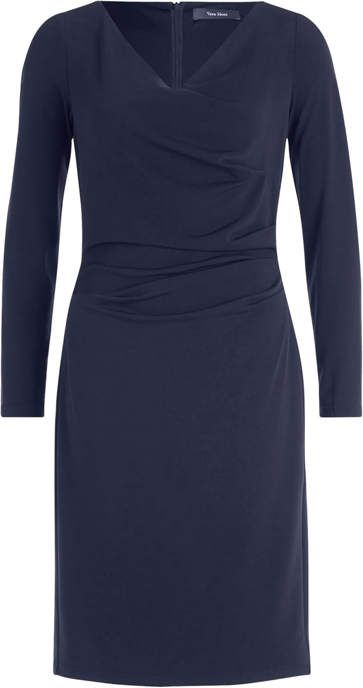 Vera Mont Damen Cocktailkleid mit V-Ausschnitt 42 Blau, 42 Blau