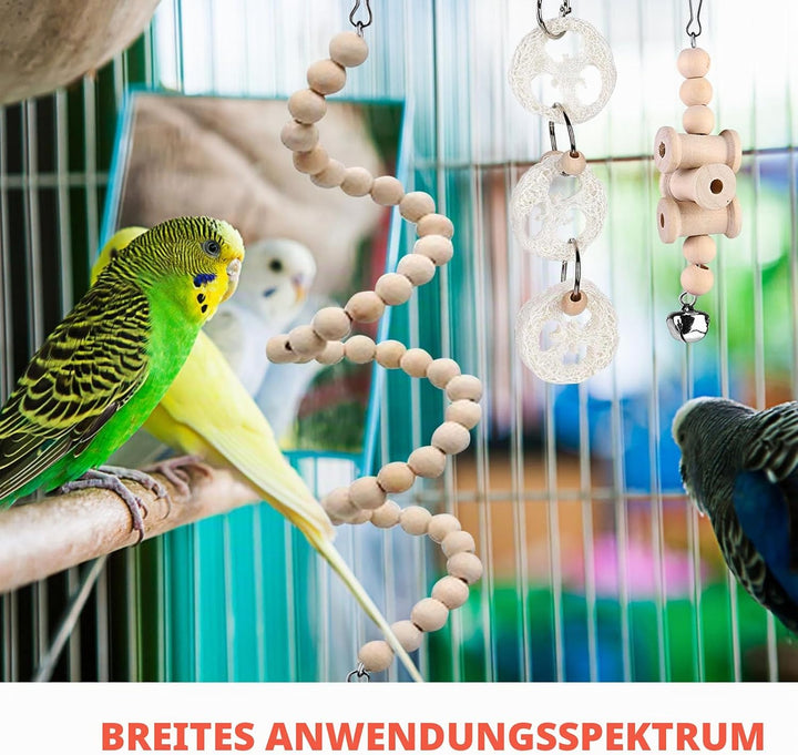 9 Stück Vogelspielzeug - Papageienspielzeug, Vogelkäfig Schaukelspielzeug, Kauspielzeug Vögel Spielz