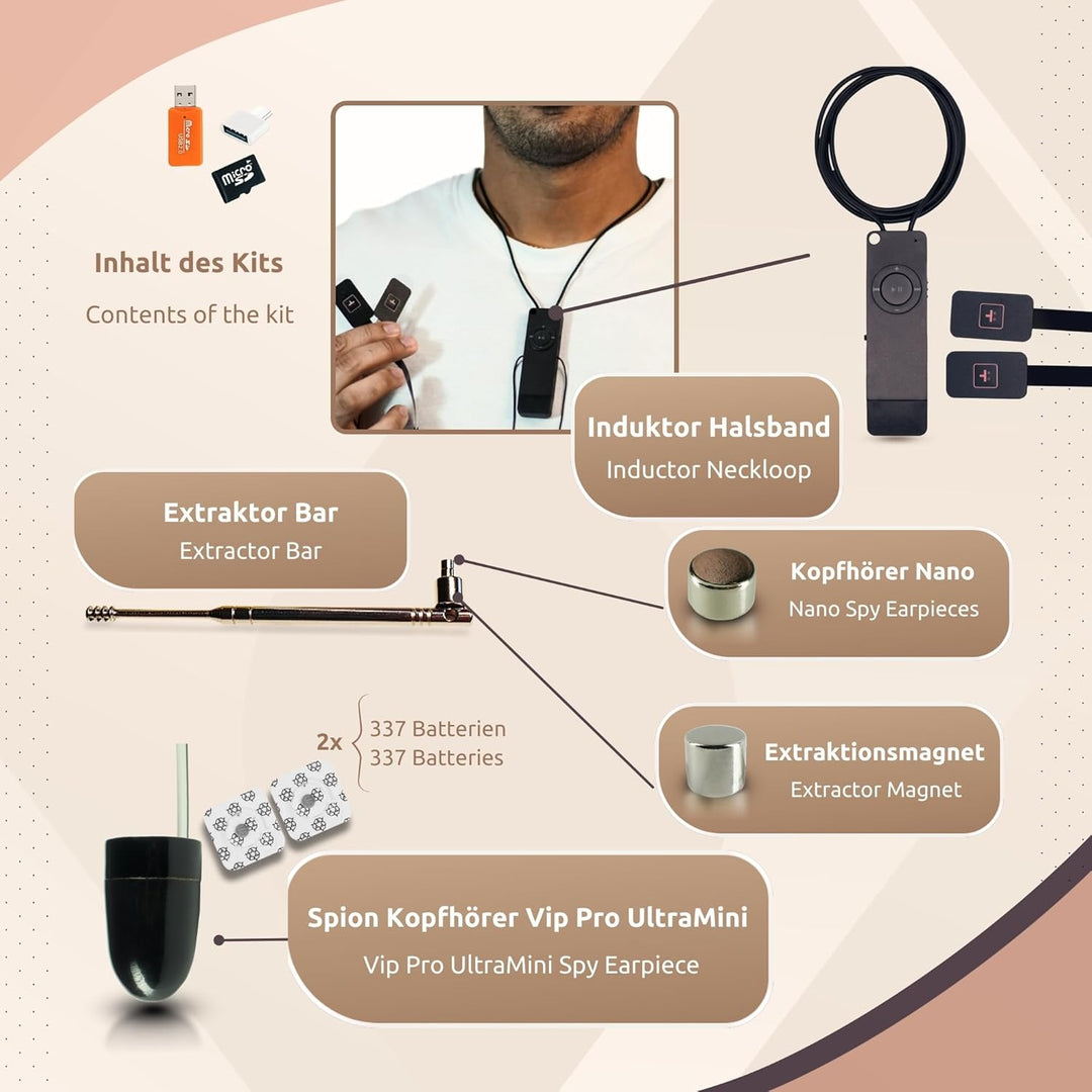 PingaOculto Spion Kopfhörer für Prüfung - Mini Nano Unsichtbare MP3-Player mit Drucktasten - Unsicht
