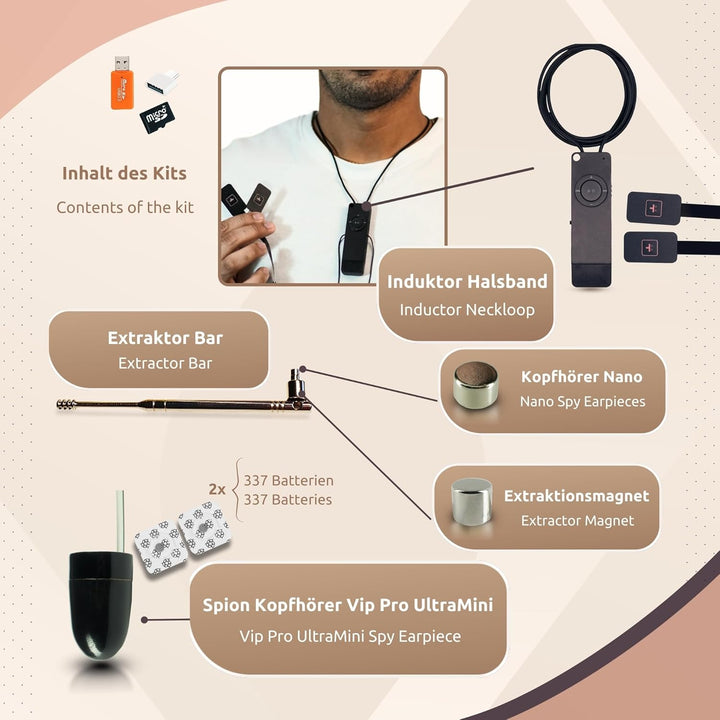 PingaOculto Spion Kopfhörer für Prüfung - Mini Nano Unsichtbare MP3-Player mit Drucktasten - Unsicht