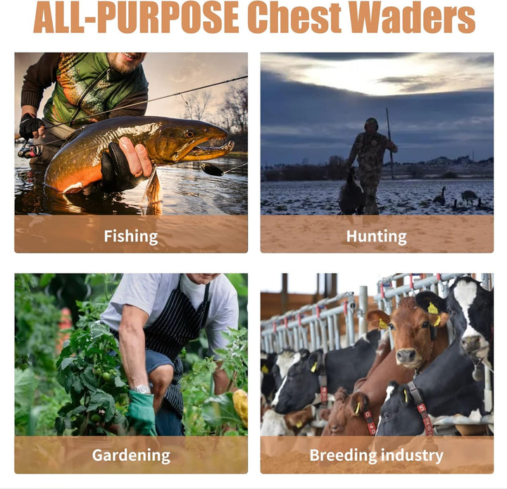 Croch Wathose für Herren Damen Anglerhose Wasserdicht PVC Nylon mit Gummi Watstiefel Grösse 38-47 Pe