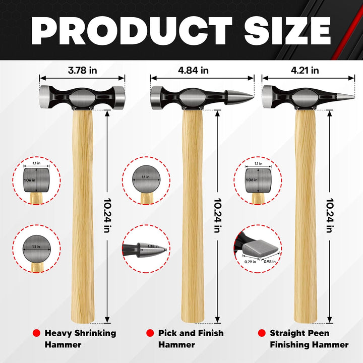 C&amp;T 7-tlg Karosseriereparatur-Werkzeugsatz, Hammerköpfe und Dollies aus Kohlenstoffstahl mit Hickory