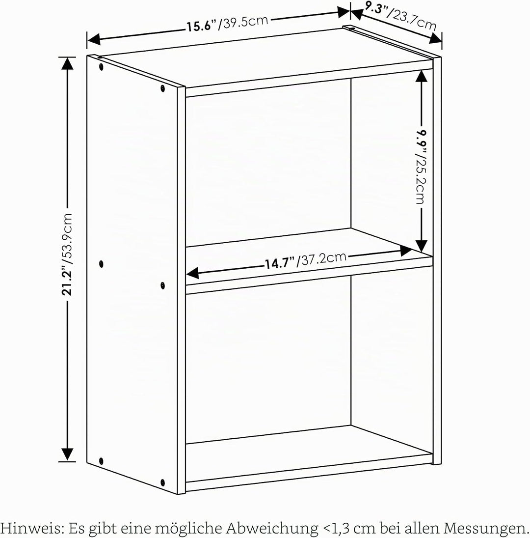 Furinno Luder Bücherregal 2-stöckig Rosa Weiss Weiss/Rosa 23.7(D) x 39.5(W) x 53.9(H) cm, Weiss/Rosa