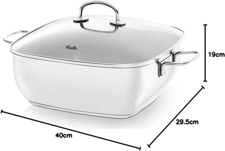 Fissler Secural / Edelstahl-Bräter, beschichtet (6,5 L - Ø 28 cm) grosser Schmortopf quadratisch, mi