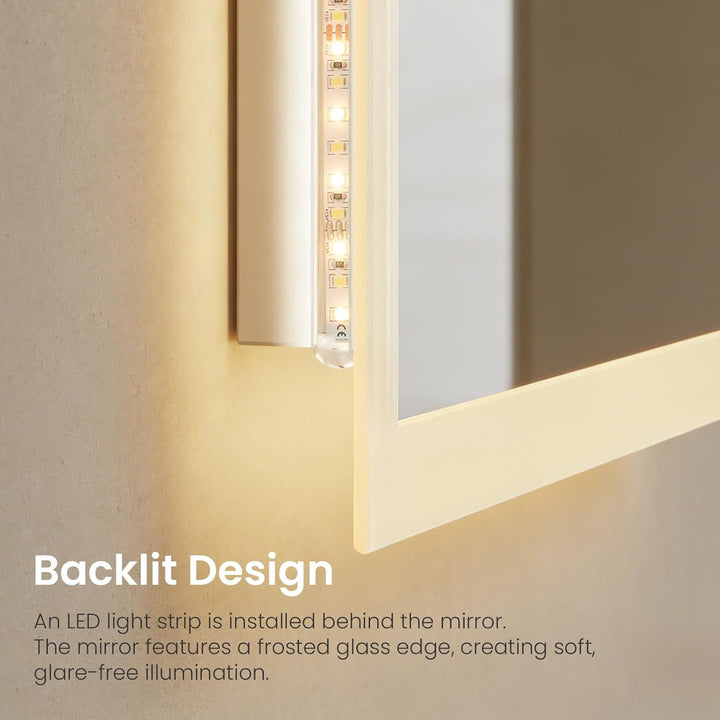 Heilmetz Badspiegel mit Beleuchtung 80x60cm Badezimmerspiegel mit Beleuchtung LED Badspiegel Warmwei