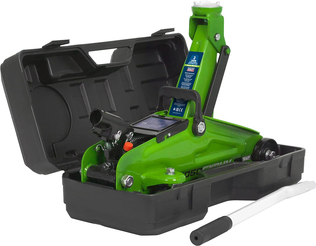 Sealey 1050CXDHV Wagenheber mit Aufbewahrungskoffer, kurzes Fahrgestell, hohe Sichtbarkeit, 2 Tonnen